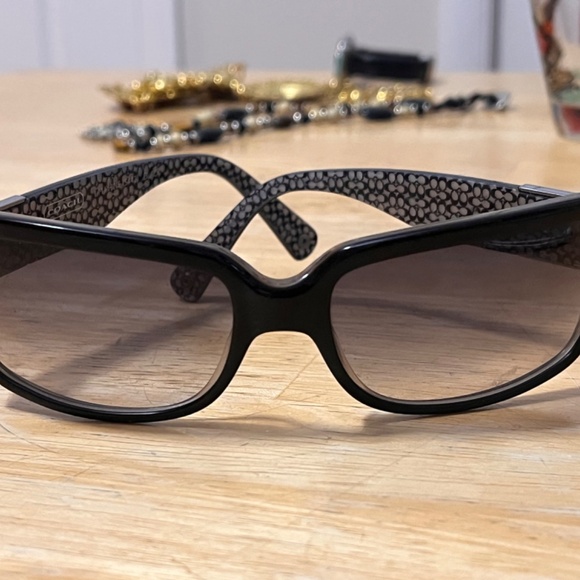 Coach Women’s Black Sunglasses White Monogram Inside - Picture 2 of 8
